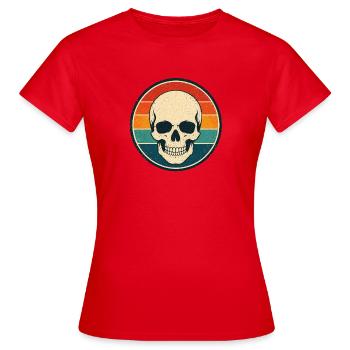 Skull Retro Badge Vintage-Stil Grafik - Frauen T-Shirt - Rot - Vorne - AI Model Female 172 dark (172cm)