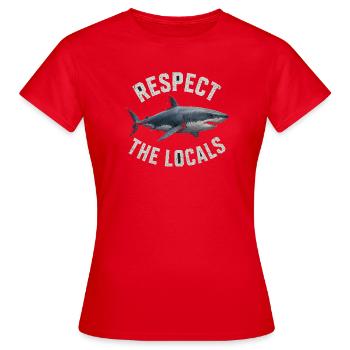 Respect The Locals Great White Shark Ocean Marine Conservation - Women's T-Shirt - red - Front - AI Model Female 172 dark (172cm)