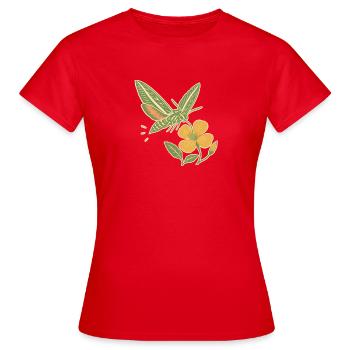 Nachtfalter im Blütengarten - Frauen T-Shirt - Rot - Vorne - AI Model Female 172 dark (172cm)
