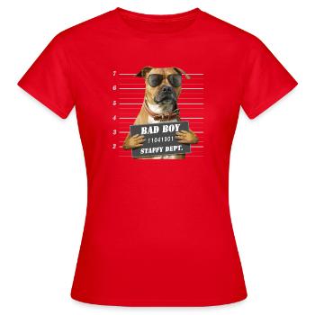 Badboy with Red Staffie Court Sign - 012 - Women's T-Shirt - red - Front - AI Model Female 172 dark (172cm)