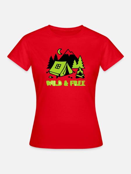 Camping Zelt Natur Grafik - Frauen T-Shirt - Rot