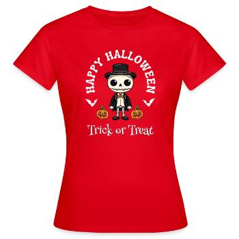 Happy Halloween Skelett Trick Or Treat Geschenk - Frauen T-Shirt - Rot - Vorne - AI Model Female 172 dark (172cm)