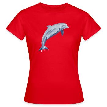 Delfin Glückssprung - Sonja von Staden - Frauen T-Shirt - Rot - Vorne - AI Model Female 172 dark (172cm)