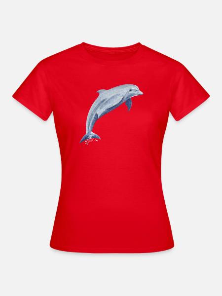 Delfin Glückssprung - Sonja von Staden - Frauen T-Shirt - Rot