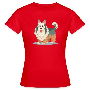 Old English Sheepdog (comic) - Women's T-Shirt - red - Front - AI Model Female 172 dark (172cm)