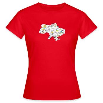 Ukraine Victory Doodle-Karte - Frauen T-Shirt - Rot - Vorne - AI Model Female 172 dark (172cm)