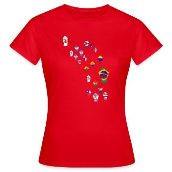 Flaggenmosaik des lateinamerikanischen Widerstands - Frauen T-Shirt - Rot - Vorne - AI Model Female 172 dark (172cm)