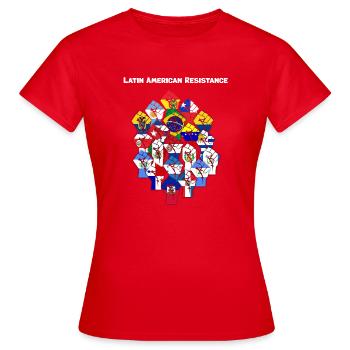 Mosaik der lateinischen Flaggen - Frauen T-Shirt - Rot - Vorne - AI Model Female 172 dark (172cm)