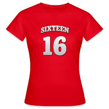 Sweet Sixteen - 16th Birthday Design & Poster - Women's T-Shirt - red - Front - AI Model Female 172 dark (172cm)