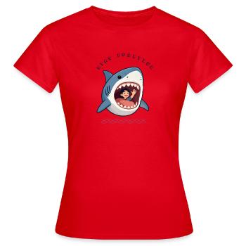 Shark Smile Bleib positiv - Frauen T-Shirt - Rot - Vorne - AI Model Female 172 dark (172cm)