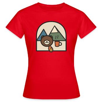 Camping pour ours près des montagnes et café - T-shirt Femme - rouge - Devant - AI Model Female 172 dark (172cm)
