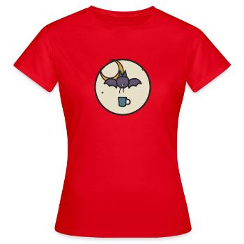 Night Flyer Fledermaus mit Teetasse - Frauen T-Shirt - Rot - Vorne - AI Model Female 172 dark (172cm)