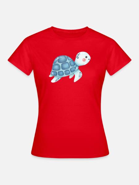 Kuschelschildkröte Blau Muster - Frauen T-Shirt - Rot
