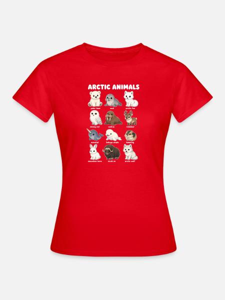 Arktische Tiere Niedliche Wildtierkarte Eisbär - Frauen T-Shirt - Rot