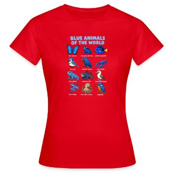  Blaue Tiere Der Welt Tierreich-tafel - Frauen T-Shirt - Rot - Vorne - AI Model Female 172 dark (172cm)