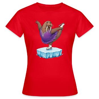 Walross als Eiskunstläuferin auf Eisscholle Kür - Frauen T-Shirt - Rot - Vorne - AI Model Female 172 dark (172cm)
