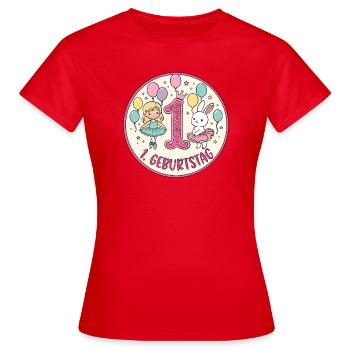 Erster Geburtstag Ballerina Hase - Frauen T-Shirt - Rot - Vorne - AI Model Female 172 dark (172cm)