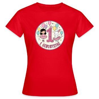 Erstes Geburtstagsposter Ballerina & Hase - Frauen T-Shirt - Rot - Vorne - AI Model Female 172 dark (172cm)