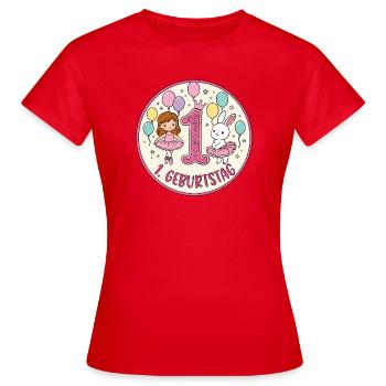 Erstes Geburtstag: Glitzer Hase Ballons - Frauen T-Shirt - Rot - Vorne - AI Model Female 172 dark (172cm)