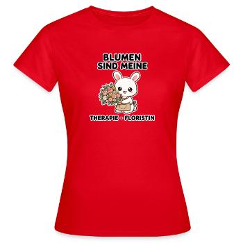 Blumen sind meine Therapie - Floristin mit Hase - Frauen T-Shirt - Rot - Vorne - AI Model Female 172 dark (172cm)
