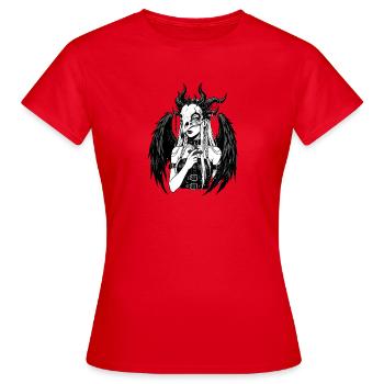 Ange du Crâne avec des ailes - T-shirt Femme - rouge - Devant - AI Model Female 172 dark (172cm)