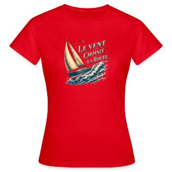 Vent et Voile: Route maritime - T-shirt Femme - rouge - Devant - AI Model Female 172 dark (172cm)