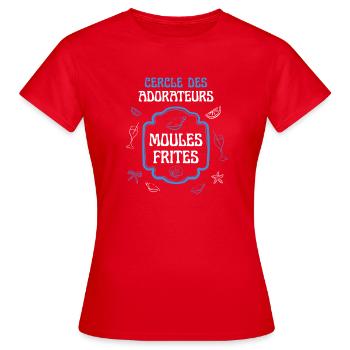 Cercle des Adorateurs Moules Frites - T-shirt Femme - rouge - Devant - AI Model Female 172 dark (172cm)