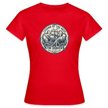 Vintage Kraken Sea Monster Emblem Maritime Ship - Frauen T-Shirt - Rot - Vorne - AI Model Female 172 dark (172cm)