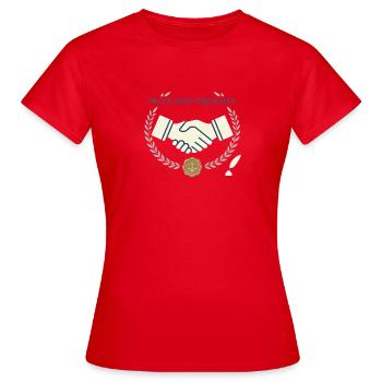 Pacta sunt servanda – Handschlag & Recht Wappen - Frauen T-Shirt - Rot - Vorne - AI Model Female 172 dark (172cm)