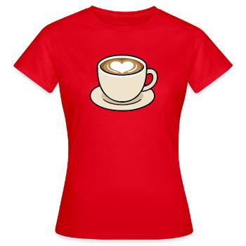 Niedliche Heart Latte Kaffeetasse Illustration - Frauen T-Shirt - Rot - Vorne - AI Model Female 172 dark (172cm)