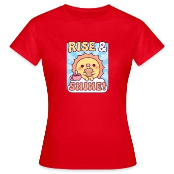Cute Sun Eating Toast Rise and Shine Motivational - Women's T-Shirt - red - Front - AI Model Female 172 dark (172cm)