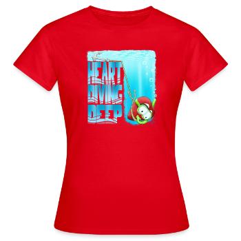 Herztauchen: Tiefes Unterwasserabenteuer - Frauen T-Shirt - Rot - Vorne - AI Model Female 172 dark (172cm)