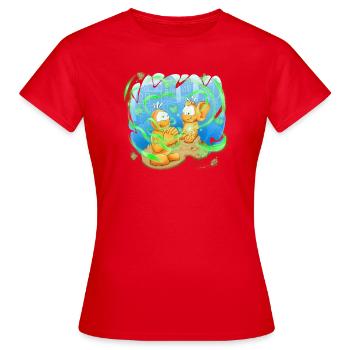 Neon Orb Friends - Women's T-Shirt - red - Front - AI Model Female 172 dark (172cm)