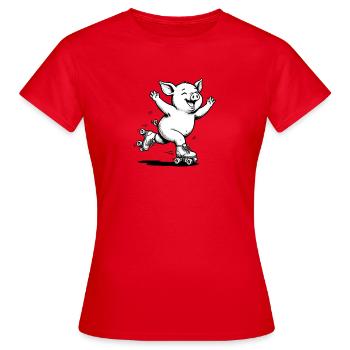 Süßer Rollschuhlaufender Schweinsklittschuhläufer - Frauen T-Shirt - Rot - Vorne - AI Model Female 172 dark (172cm)