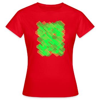 Motif de lignes vert-orange néon - T-shirt Femme - rouge - Devant - AI Model Female 172 dark (172cm)