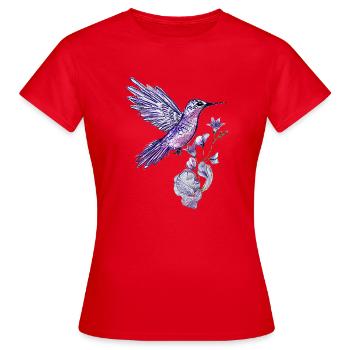 Colibri violet avec fleur lilas - T-shirt Femme - rouge - Devant - AI Model Female 172 dark (172cm)