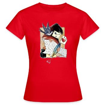 Nain de livre mignon au cœur de plume - T-shirt Femme - rouge - Devant - AI Model Female 172 dark (172cm)