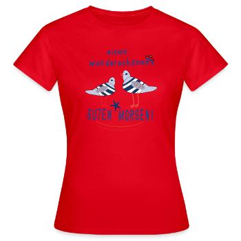 Guten Morgen mit Möwen - Frauen T-Shirt - Rot - Vorne - AI Model Female 172 dark (172cm)