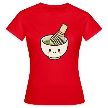 Süße Kawaii-Matcha-Schüssel mit Schneebesen - Frauen T-Shirt - Rot - Vorne - AI Model Female 172 dark (172cm)