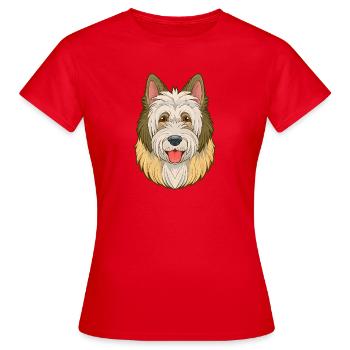 Old English Sheepdog (Comic-Porträt) - Frauen T-Shirt - Rot - Vorne - AI Model Female 172 dark (172cm)