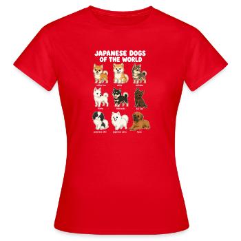 Tableau des races de chiens japonais mignons - T-shirt Femme - rouge - Devant - AI Model Female 172 dark (172cm)