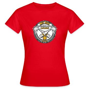 BIERWEHR - Mit Bier löscht's sich noch am besten - Frauen T-Shirt - Rot - Vorne - AI Model Female 172 dark (172cm)