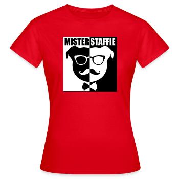 Mister Staffie - 011 - Women's T-Shirt - red - Front - AI Model Female 172 dark (172cm)