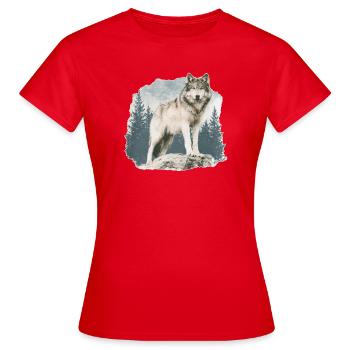 Wolf Vintage - Frauen T-Shirt - Rot - Vorne - AI Model Female 172 dark (172cm)