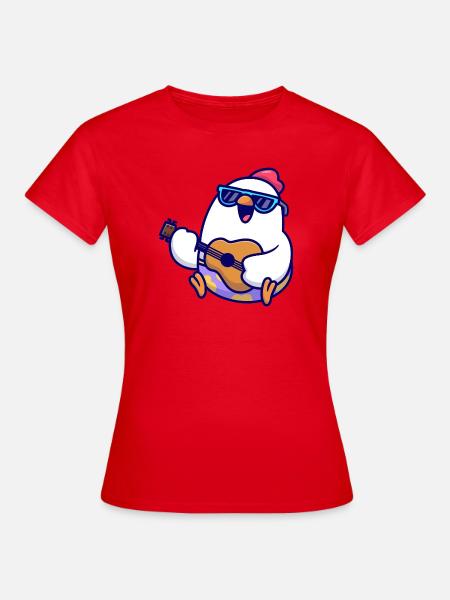 Penguin Guitar Beach Jam - Frauen T-Shirt - Rot