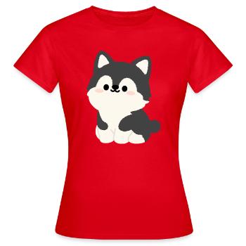 Kawaii Husky-Welpen-Illustration - Frauen T-Shirt - Rot - Vorne - AI Model Female 172 dark (172cm)