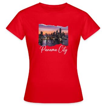 Panama City Skyline Sonnenuntergang - Frauen T-Shirt - Rot - Vorne - AI Model Female 172 dark (172cm)