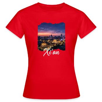 Xi'an Abendwelt an der Stadtmauer - Frauen T-Shirt - Rot - Vorne - AI Model Female 172 dark (172cm)