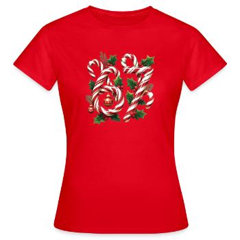 Candy 67 Weihnachtsdesign - Frauen T-Shirt - Rot - Vorne - AI Model Female 172 dark (172cm)