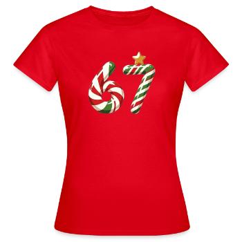 Mème Candy Cane 67 - T-shirt Femme - rouge - Devant - AI Model Female 172 dark (172cm)